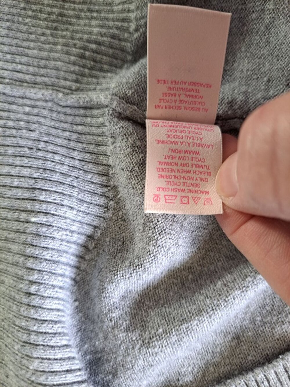 Victorias Secret Cashmere Bld Gray Off Shoulder Ribbed Knit Oversized Sweater M - Picture 8 of 9